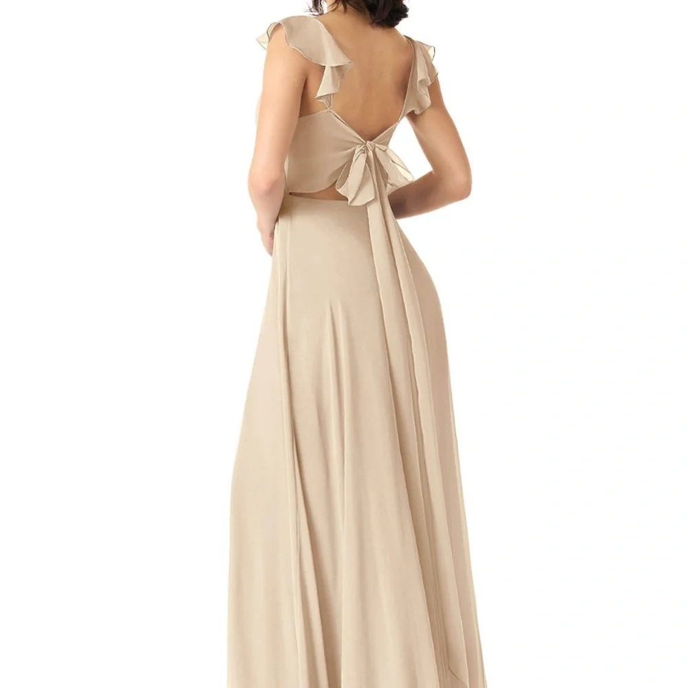 Champagne Evening Gown Bridesmaid Dress - Picture 2 of 4